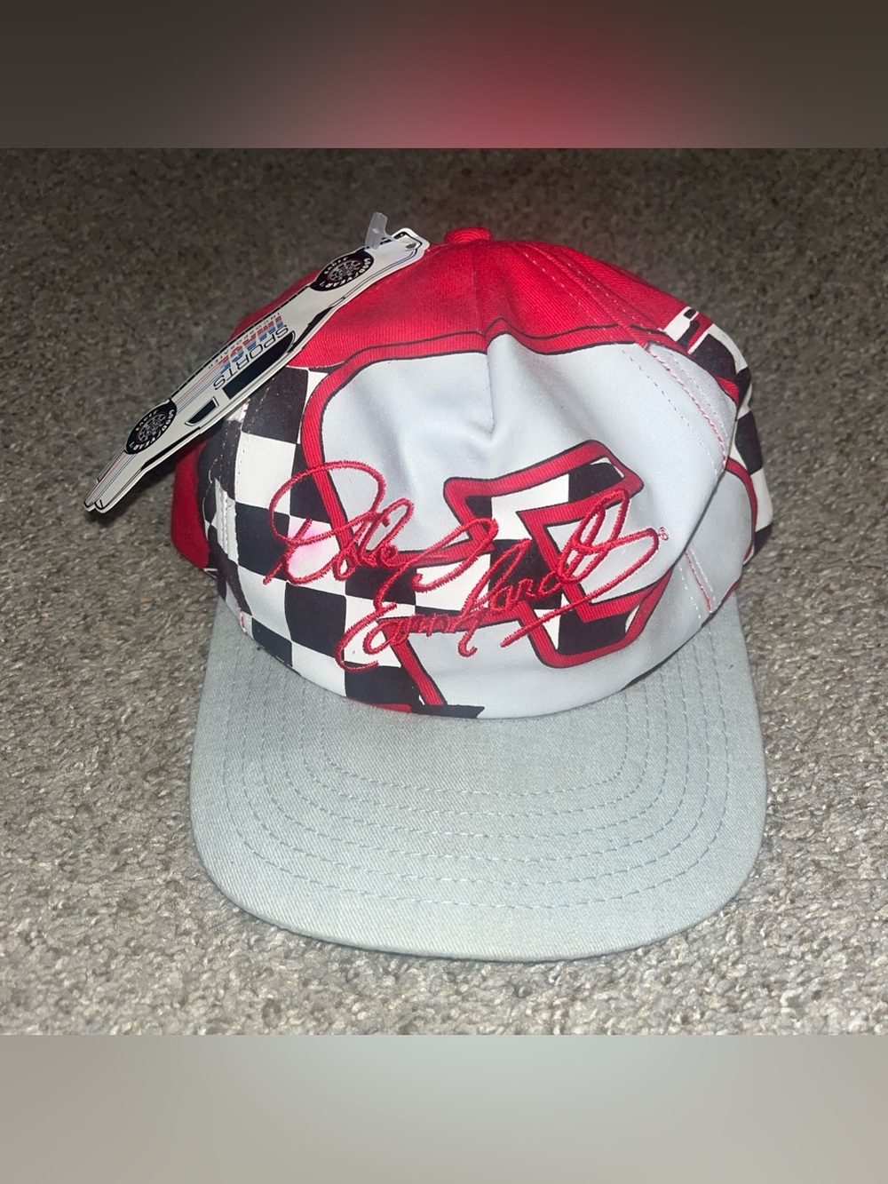 Vtg Dale Earnhardt SnapBack Hat Racing Checkered Intimidator NWT New Deadstock